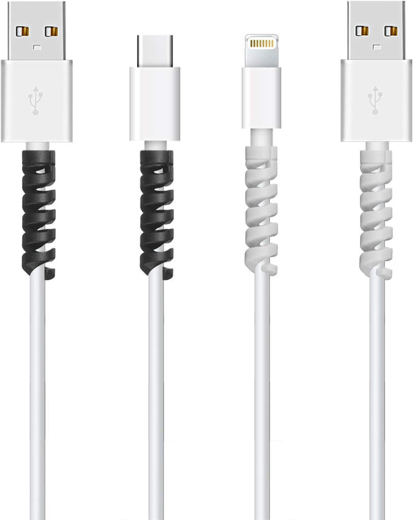 Jetec 12 Pcs Charging Cable Protector Silicone Spiral Charger Cable Saver