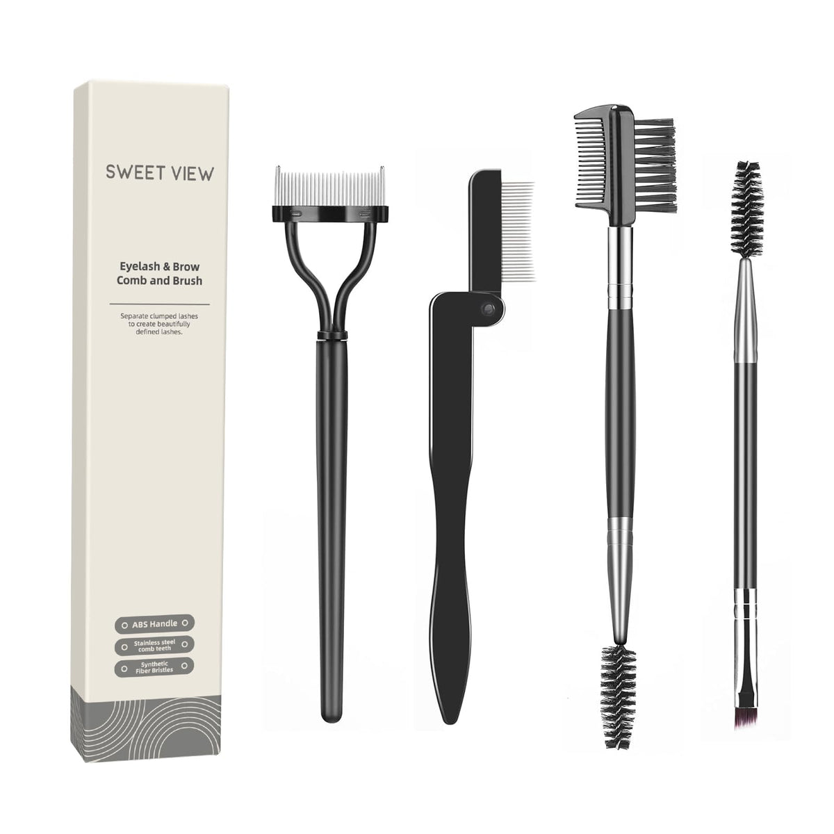 SWEET VIEW Eyelash Comb Lash Separator Tool Brow Brush | Lash Spoolie Professional Eye Makeup Tools