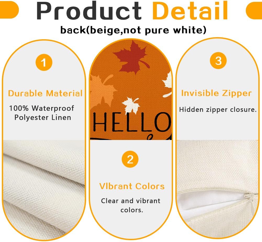 RABUSOFA Rust Orange Maple Leaves Fall Pillow Covers 12x20 Inch