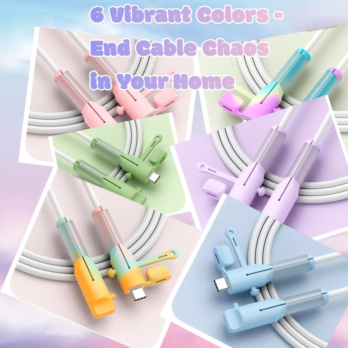 Silicone Charging Cable Protector Compatible with Lightning/Type-C/USB A