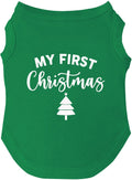My First Christmas Dog Tee Shirt | Sleeveless Breeds | Christmas | Holiday Season | Winter Wonderland | Gift |Green, X-Small 145