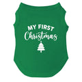 My First Christmas Dog Tee Shirt | Sleeveless Breeds | Christmas | Holiday Season | Winter Wonderland | Gift |Green, X-Small 145
