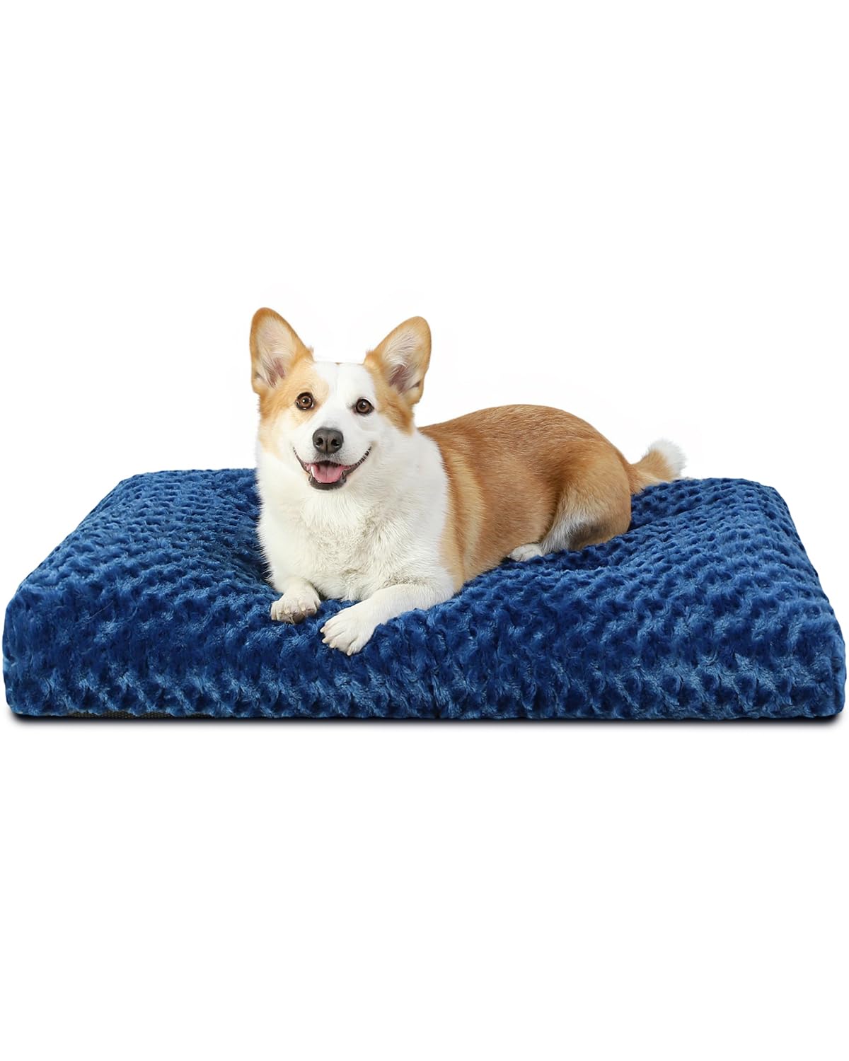KSIIA Washable Dog Bed Deluxe Plush Dog Crate Beds Comfy Kennel Pad Anti-Slip Pet Sleeping Mat for Large, Jumbo, Medium, Small Dogs Breeds, 41" x 27", Gray