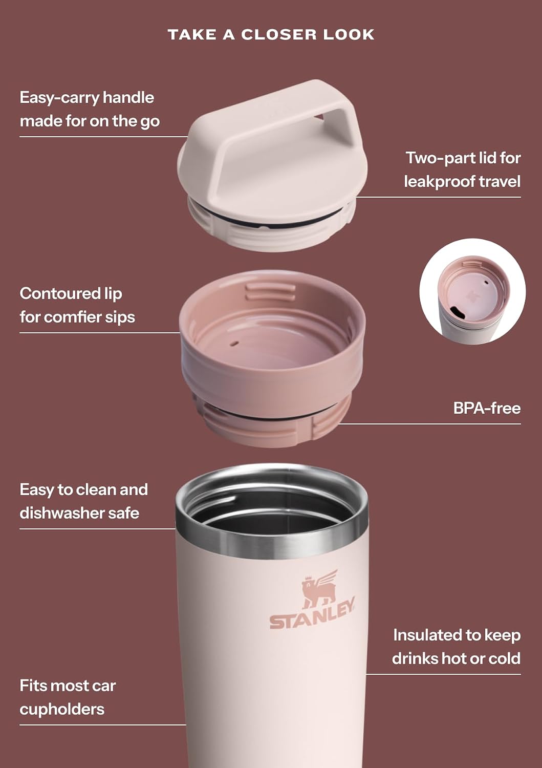 STANLEY Cafe-To-Go Travel Mug, 16 oz, Black 2.0