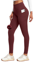 Heathyoga Fleece Lined Leggings with Pockets for Women Thermal Yoga Pants