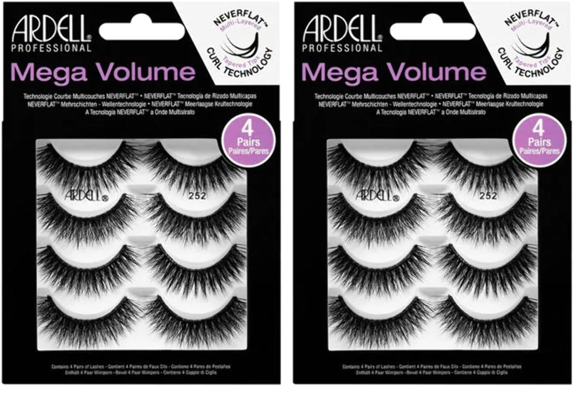 Ardell False Eyelashes Mega Volume 251 – Fluffy Volume for a Dramatic Look, Wispy Lashes, Full Strip, 2 Pack