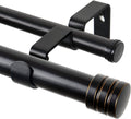 TONIAL 1 Inch Double Curtain Rods for Windows 66 to 120 Inch, Black, | Heavy Duty Dual Drapey Rod 32 to 144 Inch, Decorative Adjustable for Living Room, with Classic Finial, 33lbs Weight Capacity