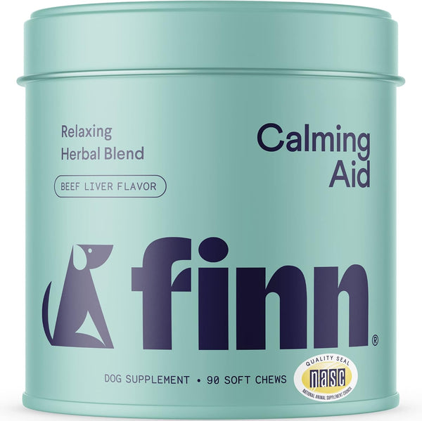 Finn Calming Aid for Dogs | Melatonin Chews for Stress & Sleep | 90 Ct | L-Theanine & Chamomile | NASC Certified | Vet-Formulated | Travel, Thunder & Separation Support
