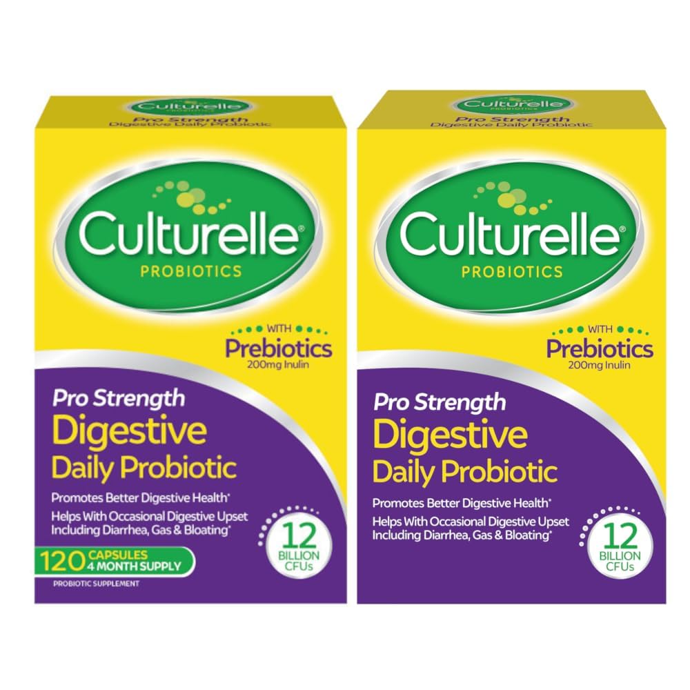 Culturelle Pro Strength Daily Probiotics For Digestive Health (2 Month Supply) with Prebiotics for Women & Men, Supports Occasional Diarrhea, Gas & Bloating, Gluten & Soy Free, 60 Count