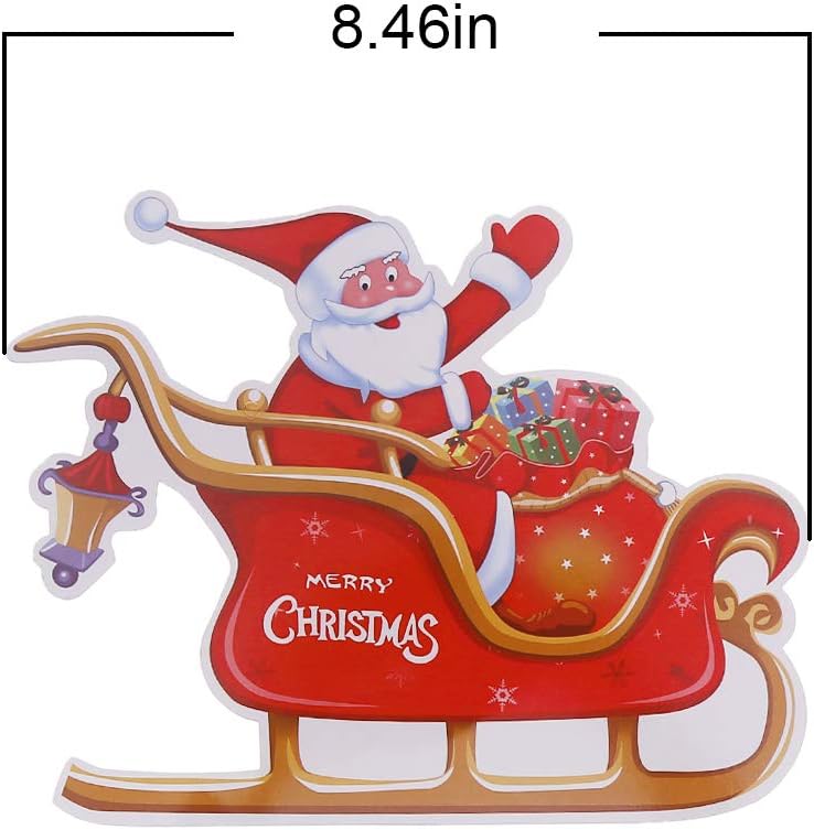 9 PCS Christmas Paper Banners Flags Santa and Reindeers Bunting Garlands for Door Wall Window Hanging Decoration Christmas Party Favor Supplies