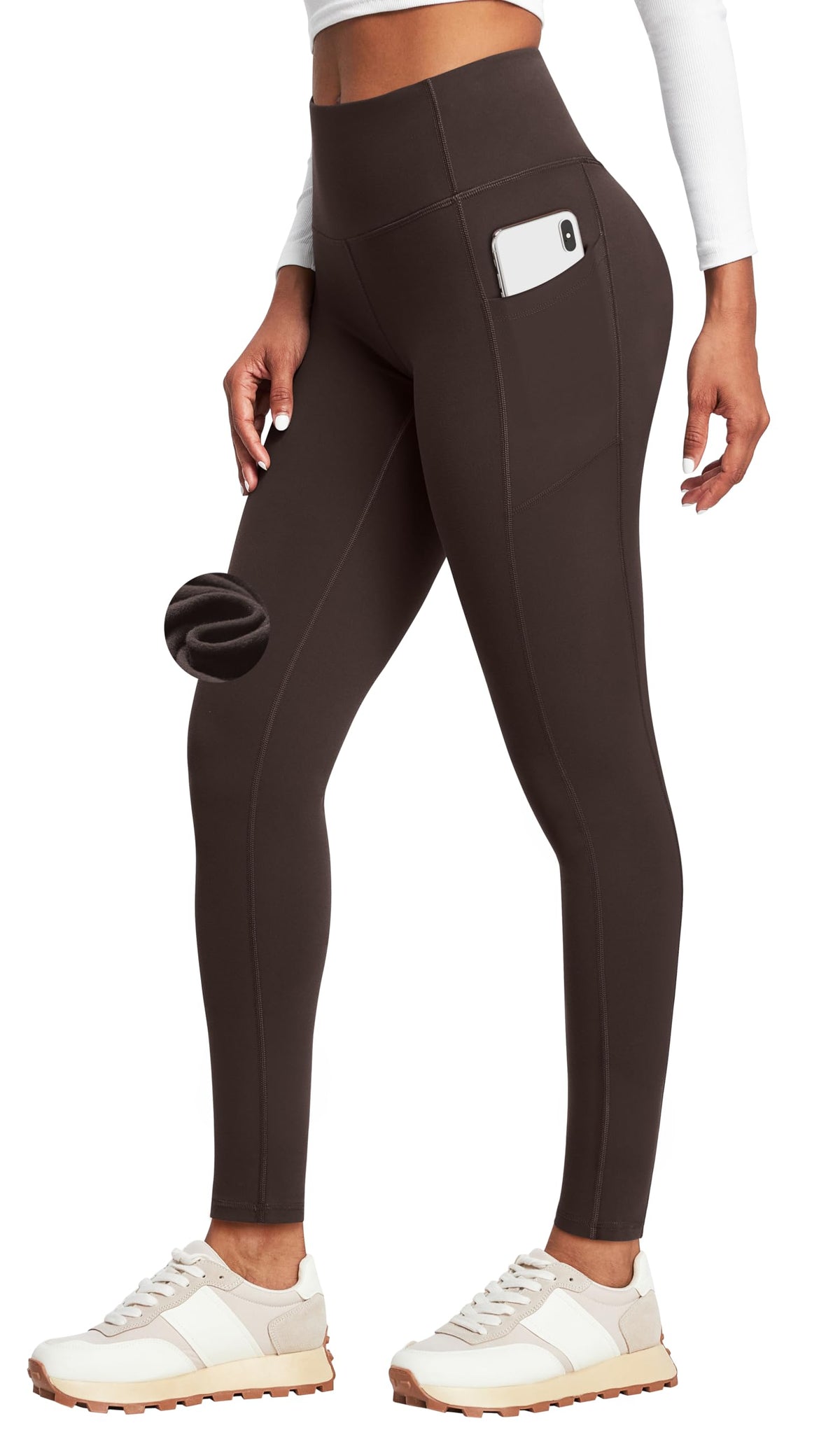 Heathyoga Fleece Lined Leggings with Pockets for Women Thermal Yoga Pants