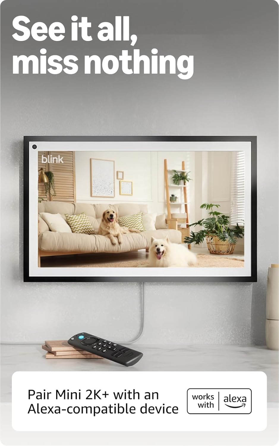 Blink Mini 2K+ (newest model) – Plug-in Home & Pet Indoor Security Camera with 2K video resolution, night vision, enhanced audio, motion detection – 3 cameras (White)
