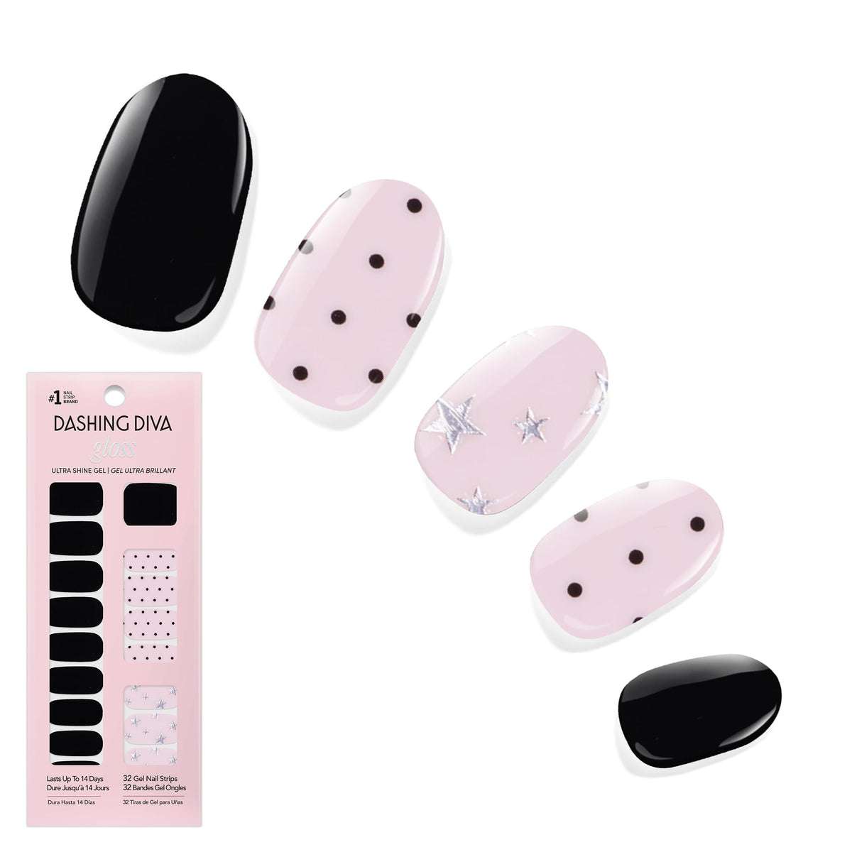 Dashing Diva Gloss Nail Strips - Crystal Clear - UV Free, Chip Resistant, Long Lasting Gel Stickers - Contains 32 Wraps, 1 Prep Pad, 1 File
