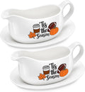 2 Pcs 17oz Thanksgiving Gravy Boat with Saucer Set, Ceramic