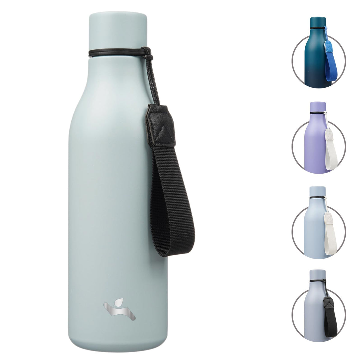 Konokyo Insulated Water Bottle with Strap,18 oz Double Wall Stainless Steel Vacuum Bottles Metal Water Flask,Macaron Green