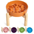 LE TAUCI Dog Bowls Slow Feeder Ceramic, 1.5 Cup Slow Feeding Bowl for Small and Medium Breed, Puzzle Dog Food Bowl for Fast Eater, Maze Purple