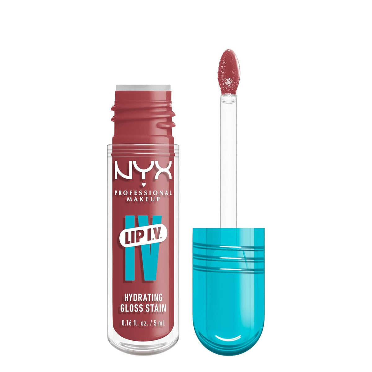 NYX PROFESSIONAL MAKEUP Lip IV Hydrating Glossy Lip Stain, Long-Lasting, Tinted, Vegan Formula with 12 HR Hydration - Petal Pourin' (Pink)