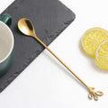 AnSaw 6-Piece Elegant Gold Leaf Long Handle Teaspoons - 7.4"