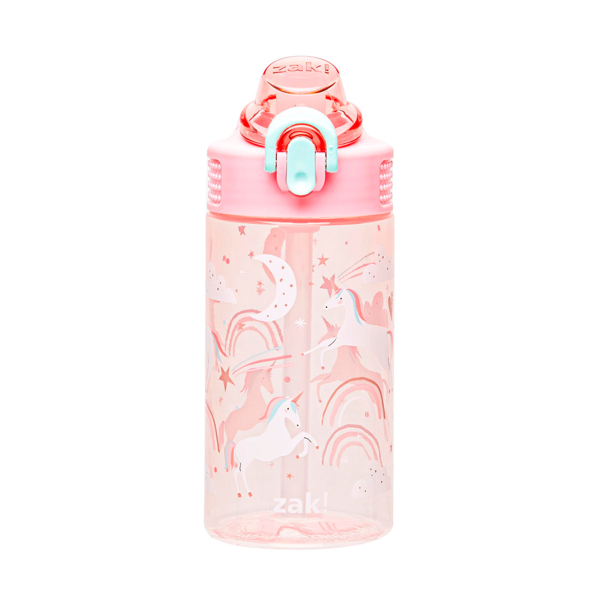 Zak Designs Sanrio Hello Kitty Sage 16oz Leak-Proof Straw Kids Water Bottle | BPA Free, Durable Plastic, Cupholder Friendly, Dishwasher Safe, Easy to Clean, Lid Lock, Handle, For School, Home, Travel