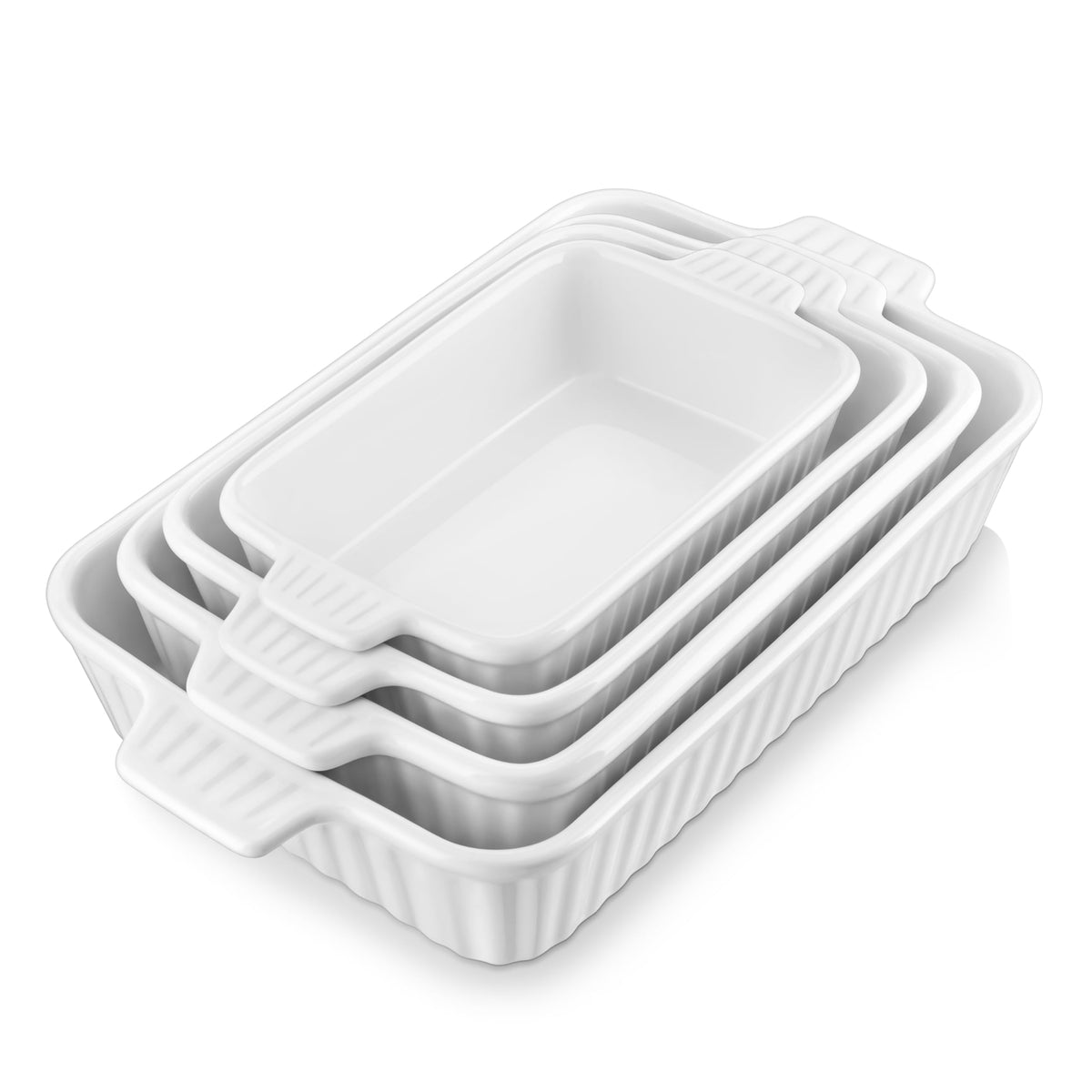 MALACASA Casserole Dishes for Oven, Ceramic Baking Dishes Set of 4,Orange