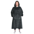 Waitu Wearable Blanket Sweatshirt Gifts for Women and Men, Warm and Cozy Giant Blanket Hoodie, Thick Flannel Hooded Blanket with Sleeves and Giant Pocket - Dark Gray