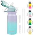 Konokyo 18 oz Insulated Water Bottle with Straw Lid, Stainless Steel Vacuum Sports Water Bottle, Leak-Proof Reusable Metal Flask with Carry Loop, BPA-Free Travel Bottle for Gym, School, Office