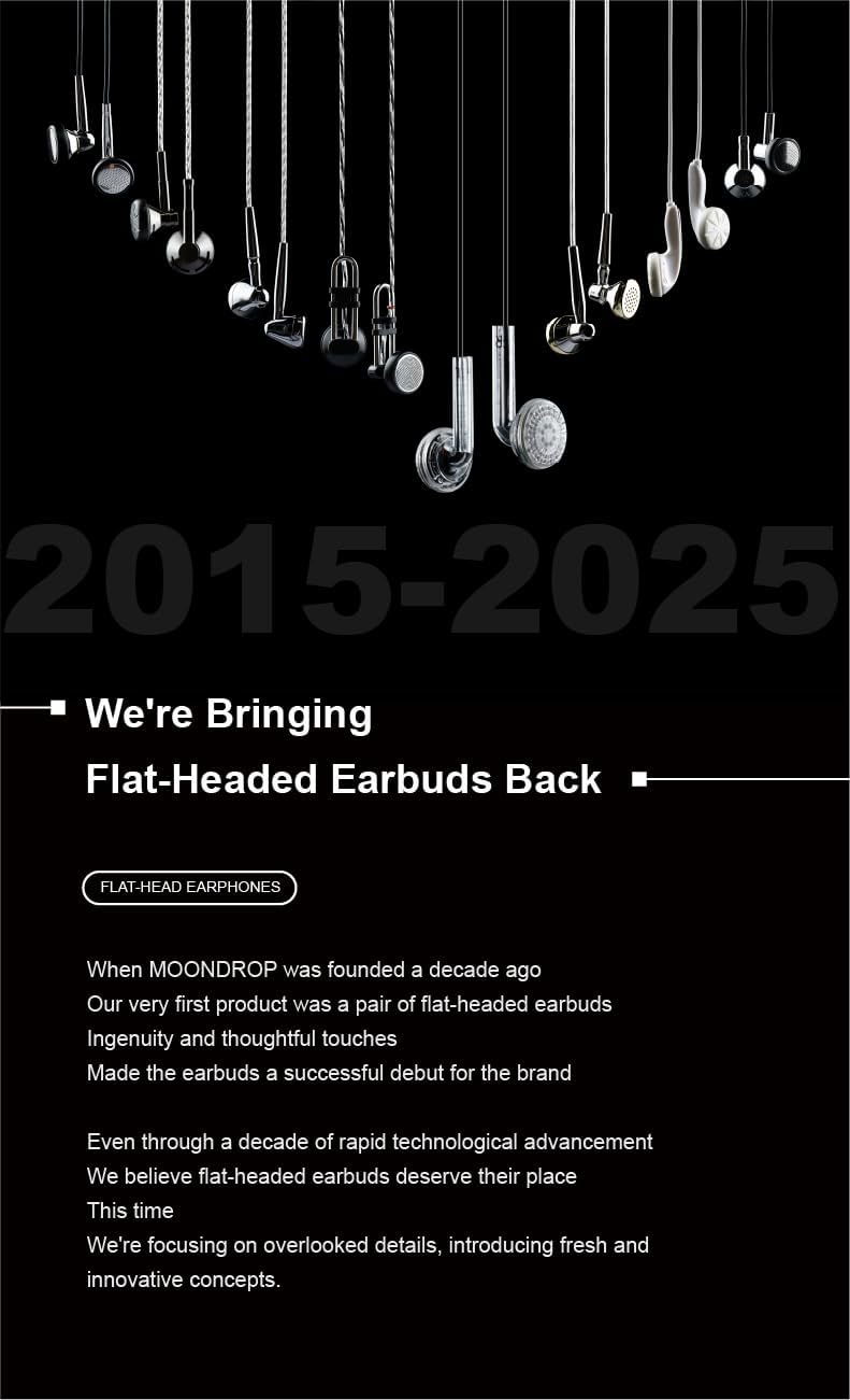 Moondrop Nice Buds Flat-Headed Earbuds with 3.5mm Stereo Plug (Transparent No Mic)