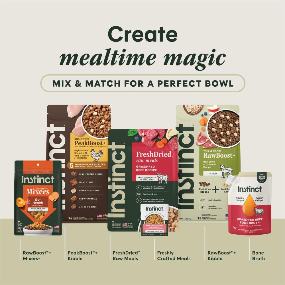 Instinct RawBoost Mixers, Freeze Dried Dog Food Topper, Grain-Free Recipe - All Natural Beef, 14 oz. Bag