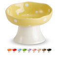 Orange Mushroom Cat Bowl, Elevated Ceramic Bowl for Cats
