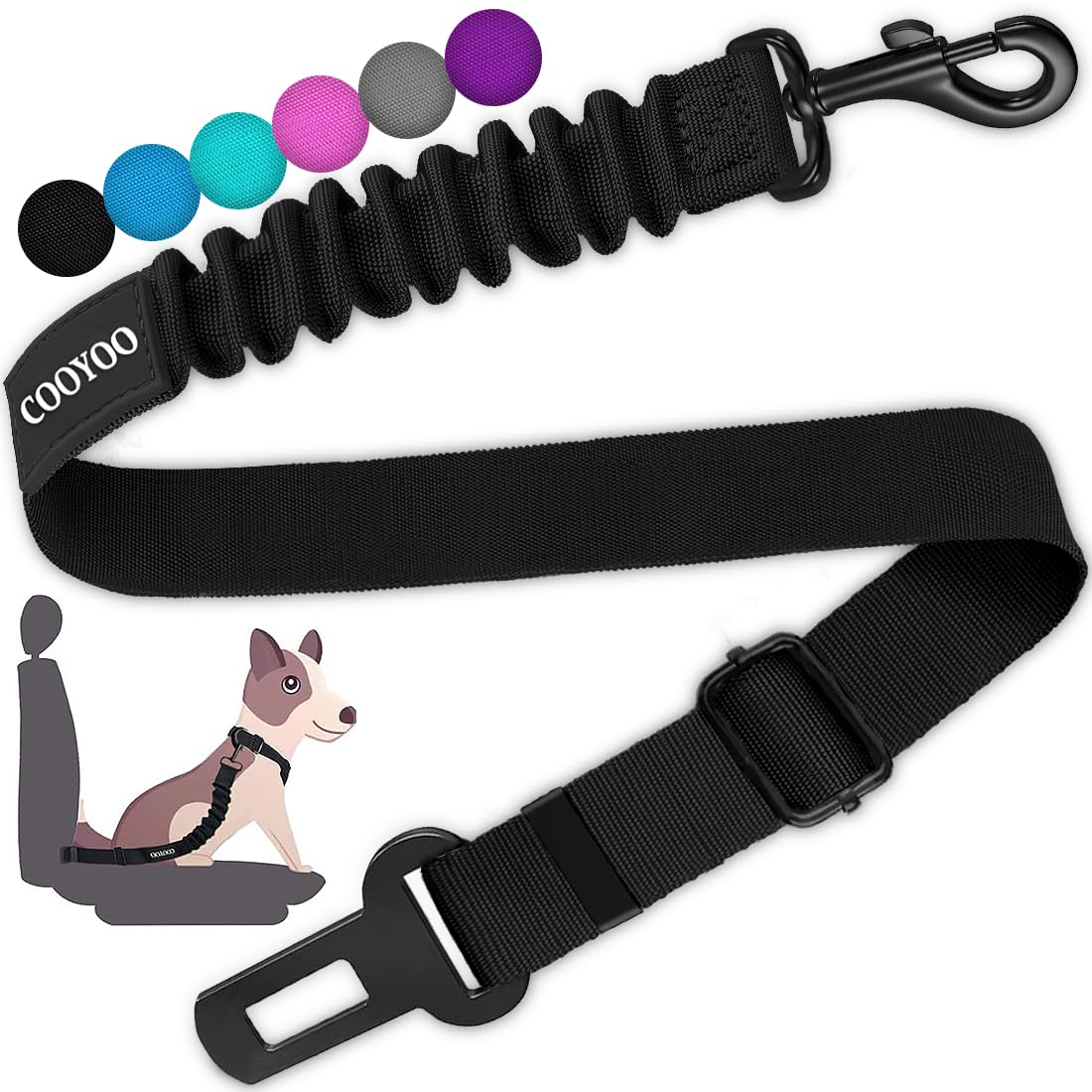 COOYOO Dog Seat Belt,3 Piece Set Retractable Dog Car Harness Adjustable Dog Seat Belt for Vehicle Nylon Pet Safety Seat Belts Heavy Duty & Elastic