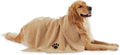 Bone Dry Pet Grooming Towel Collection Absorbent Microfiber X-Large, 41x23.5", Embroidered Gray
