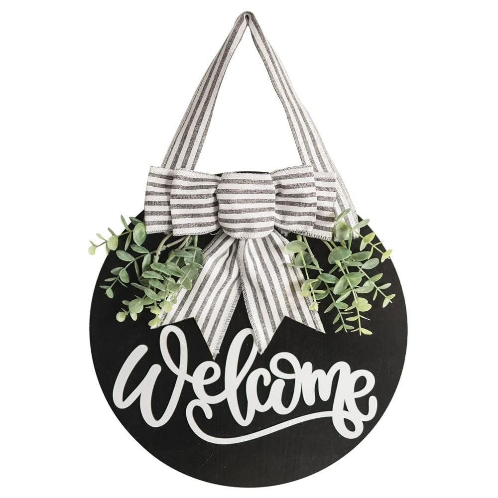 Welcome Sign for Front Door 12 in Wreath Decorations for All Seasons Brown