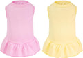 2 Pcs Dog Dresses Cat Skirt Solid Color Dog Clothes Summer Sleeveless Puppy Girl Clothes for Small Pet Dogs Cats (Yellow,Pink, Medium)