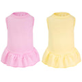 2 Pcs Dog Dresses Cat Skirt Solid Color Dog Clothes Summer Sleeveless Puppy Girl Clothes for Small Pet Dogs Cats (Yellow,Pink, Medium)