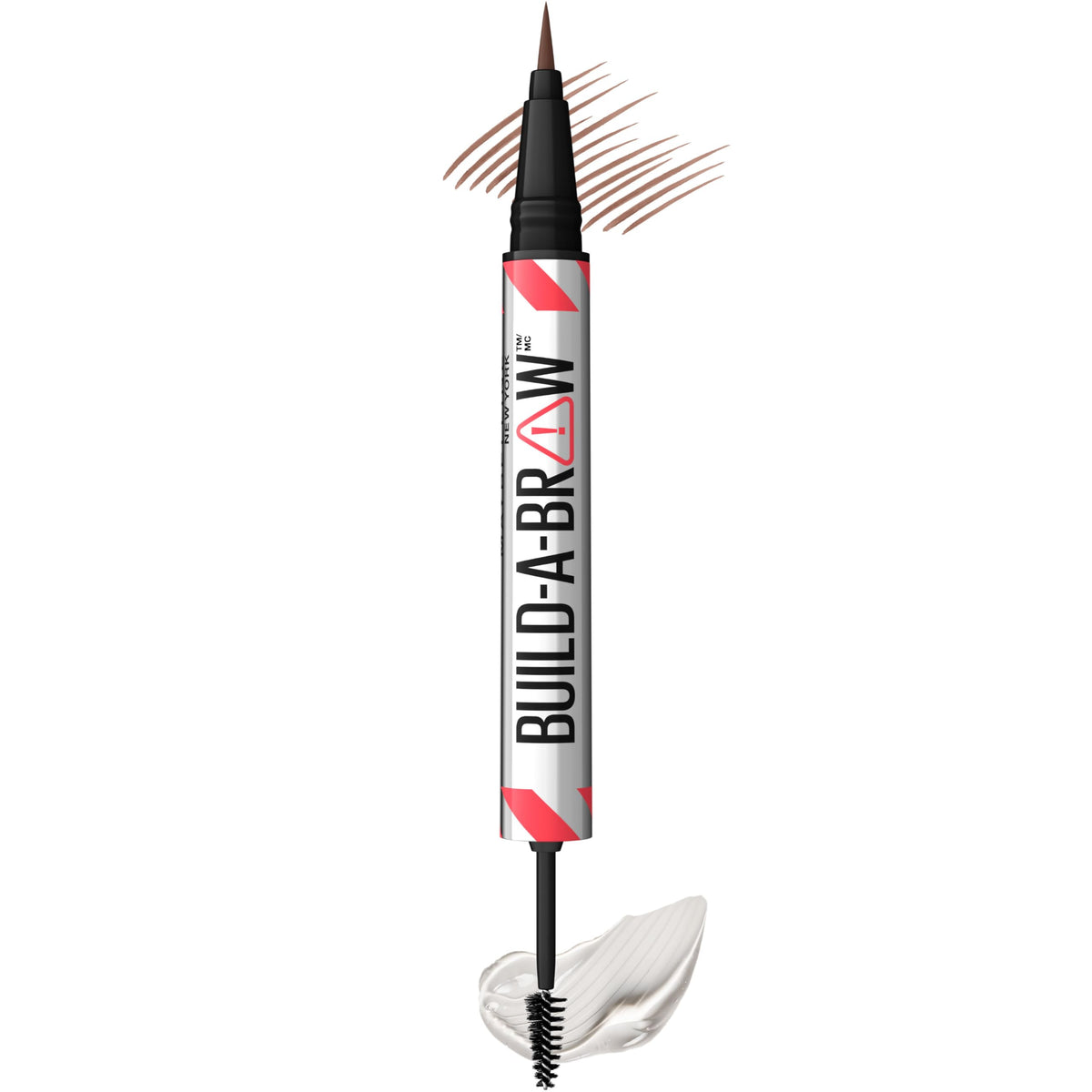 Maybelline Build-A-Brow 2-in-1 Brow Pen and Sealing Eyebrow Gel, Eyebrow Makeup for Real-Looking, Fuller Brows, Soft Brown, 1 Count
