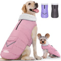 Dog Winter Coat for X-Large Dogs, Easy on Dog Snow Fleece Coat Velcro Waterproof Pet Puffer Jacket with Harness Hole Adjustable Reflective Quilted Pet Cold Weather Vest for Girl Female