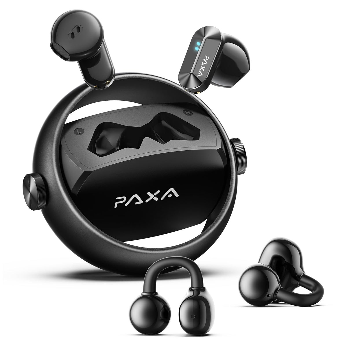 PAXA 3 in 1 Ctbuds Stylish Jewelry-Style Clip on Open Ear Headphones Wireless Earbuds, Instant Earring Mode, Ultra-Long 140H Play, Bluetooth 6.0, All-Day Wear for Work Fitness Daily Use, Rose Gold