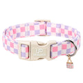 Fall Plaid Dog Collar with Maple Leaf Charm – Adjustable Autumn Checkered Dog Collar for Small Medium Large Dogs, Soft Cotton Puppy Collars with Quick Release Buckle and Metal D-Ring