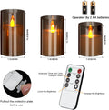 wemarry Flameless Candles 4" 5" 6" Acrylic Glass Pillars 3" Diameter Battery Operated Flickering Candles Include 8-Key Remote with Timer Function 400+ Hours (Gray, Warm Light 3 Pack)