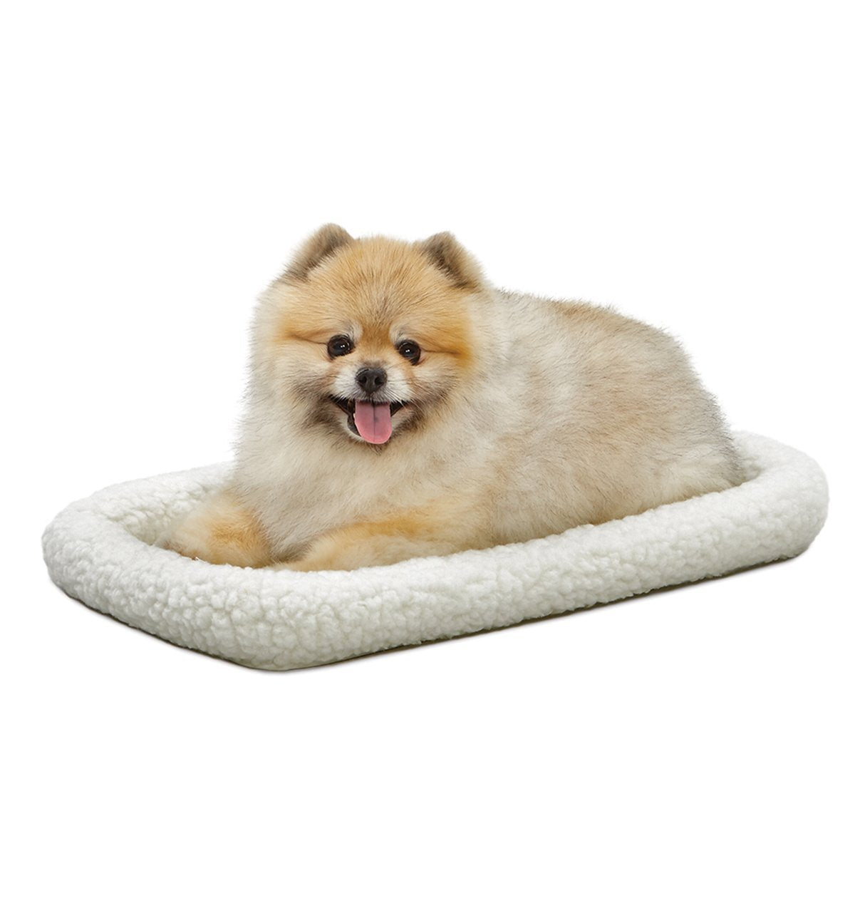 MidWest Homes for Pets QuietTime Dog Bed - White Fleece Bolster, Ultra-Soft and Machine Washable, Fits 42-Inch Crates and Carriers, for Large Breed Dogs