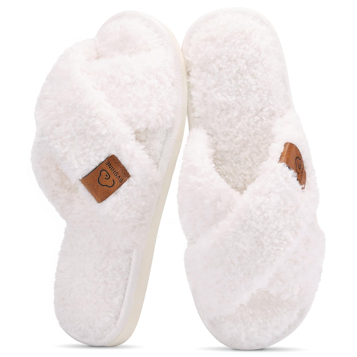 Evshine Memory Foam Fuzzy House Slippers for Women