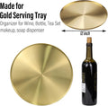 FREELOVE 12 Inch Brushed Gold Round Tray, Stainless Steel Brass Decorative Tray for Coffee Table, Vanity, Bathroom Counter, Dresser, Candles, Perfume, Jewelry and Bar Cart Décor