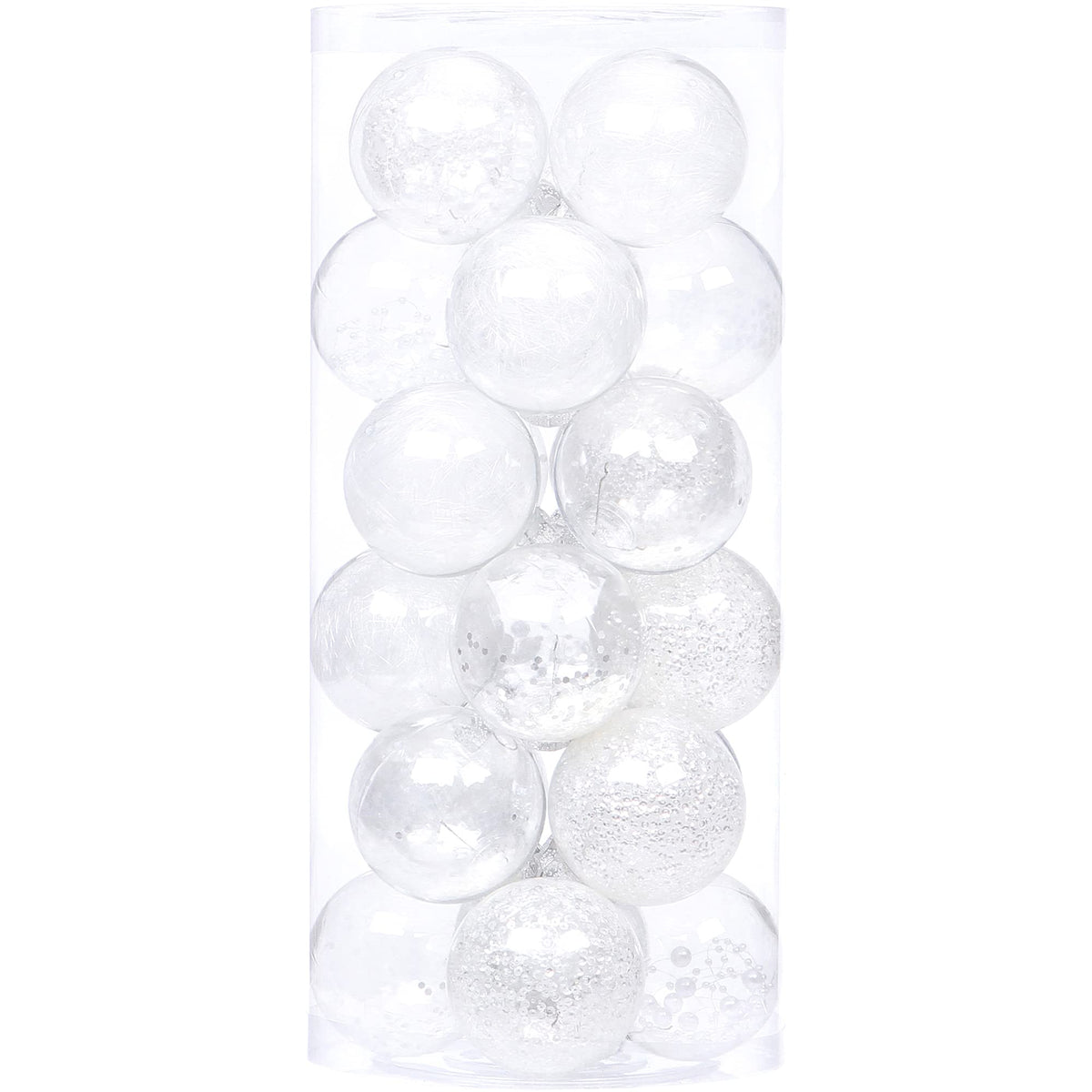 Sea Team 30-Pack Clear Christmas Ball Ornaments with Fillers, Champagne