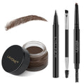 LAVONE Makeup Kit With Eyebrow Stamp Pencil, Waterproof Brow Pencil & Pomade, Eyeliner, Dual-ended Eyebrow Brush, Dark Brown