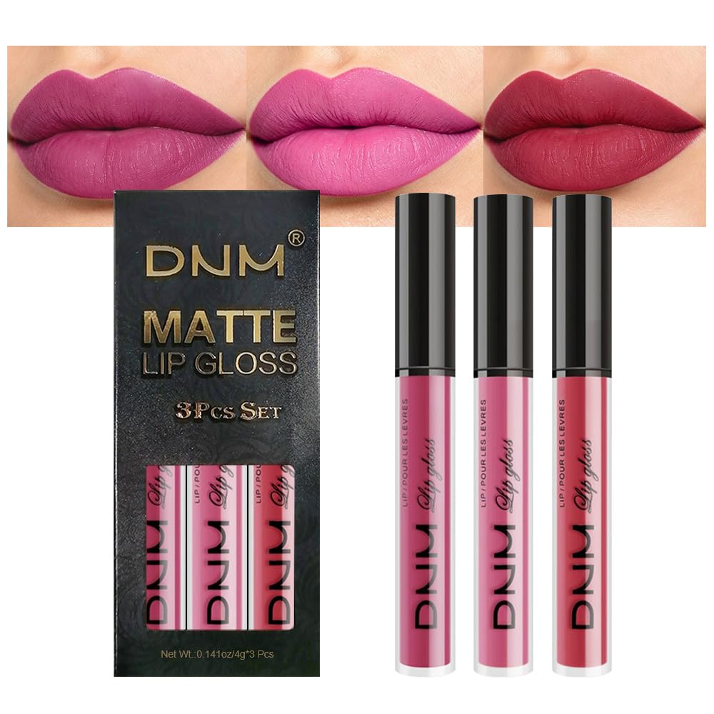 evpct 3Pcs Dark Red Purple Plum Matte Liquid Lipstick Sets for Women Matte Lip Stain Long Lasting Waterproof, Burgundy Blood Blue Red lipstick, Black Cherry Maroon Gothic 24 Hours Magic Lipsticks