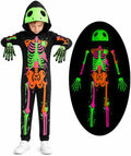Glow in the Dark Colorful Skull Bones Jumpsuit Halloween Outfit for Kids Unisex Toddler Luminous Skeleton Costumes