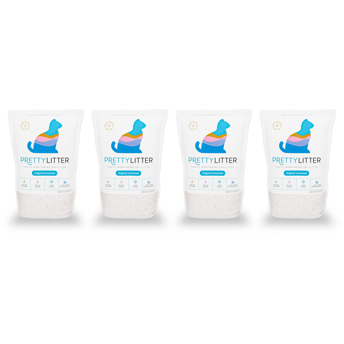 PrettyLitter Health Monitoring Cat Litter (Unscented, Non Clumping) | Lightweight & Low Tracking, Color Changing Silica Gel Crystals, Advanced Odor Control — 6 Lbs, Pack of 2 (Up to 2 Month Supply)