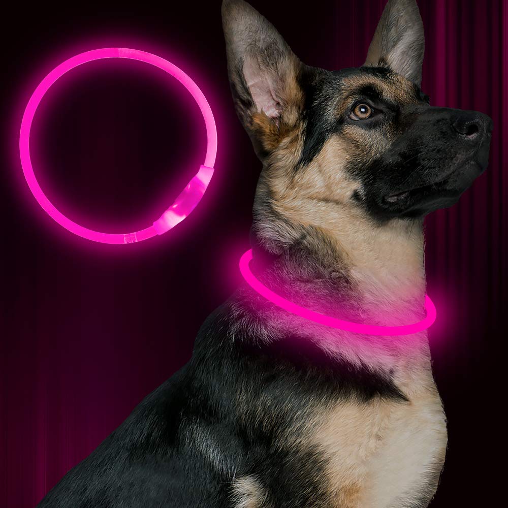 Led Dog Collar, BSEEN USB Rechargeable Flash Dog Necklace Light, Pet Safety Collar Makes Your Beloved Dogs Be Seen at Night for Small Medium Large Dogs(Green)
