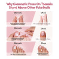 Glamnetic Press On Toenails - Natural Fake Nails | Cherry Red Chrome Press On Toenails, Salon Quality Press On Nails Kit with Glue | Cherry Glaze - 32 Nail Set in 16 Sizes