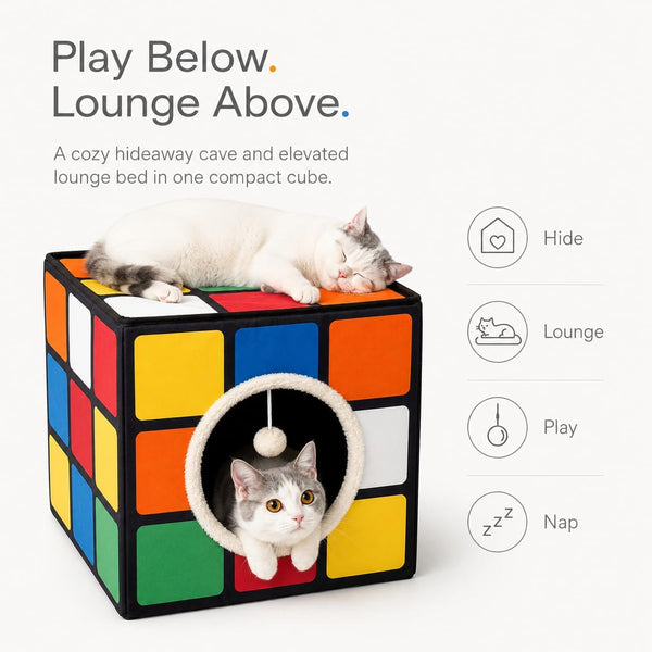 Cat Condo House, Foldable Magic Cube, Large 16.5" x 16.5" x 16.5"
